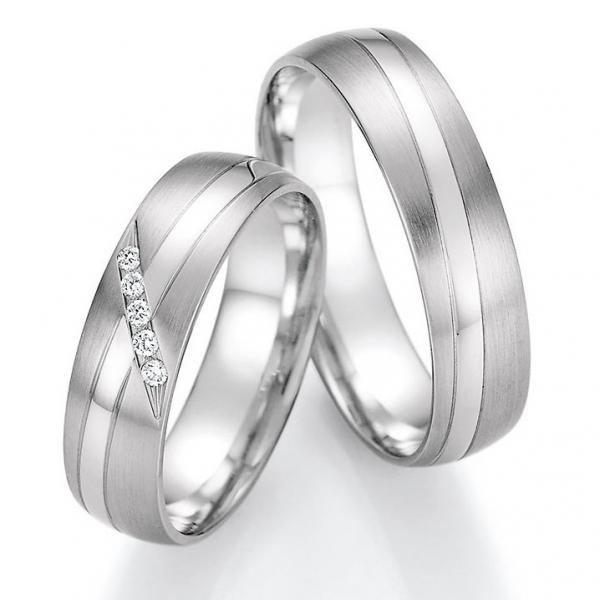 Nowotny-Collection Ruesch Trauringe Weissgold 66/47110-055 + 66/47120-055